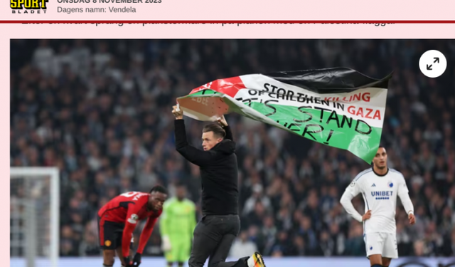 Kopenhag-Manchester United maçında Filistin desteği!