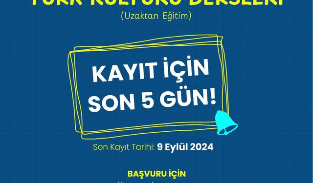 MEB Çevrim içi Türkçe ve Türk Kültürü Dersleri kayıtları 9 Eylül 2024’te sona eriyor!