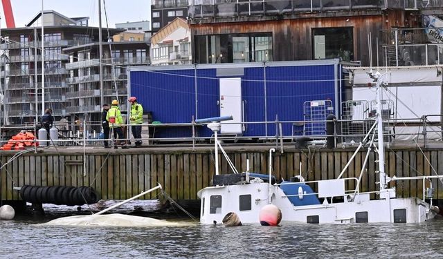 İsveç'in Göteborg kentindeki rıhtımda bir gemi battı